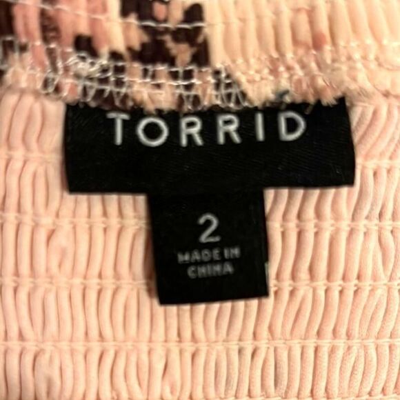 Torrid Floral Babydoll Tank Top Lace Trim Blush Pink Size 2 Hi-Low Hem - Picture 3 of 12